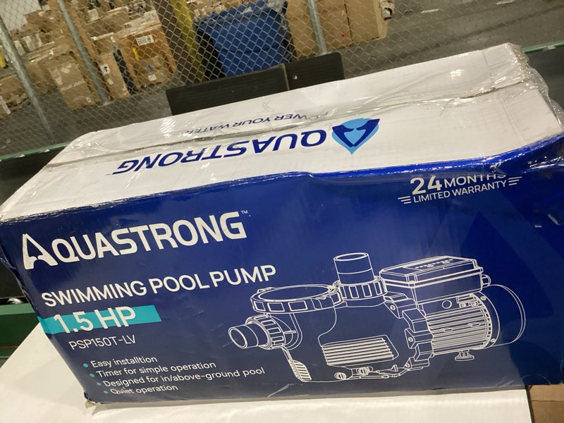 Condition photo showing Good Condition for aquastrong 1.5hp in/above ground pool pump with timer, 115v, 8100gph, high flow, powerful self primming swimming pool pumps with filter light blue