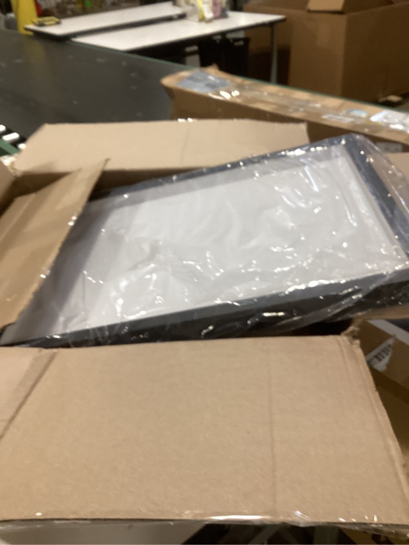Condition photo showing Good Condition for 16x20 shadow box frame contemporary black | 3/4" depth of usable space| interior size 16x20 or 20x16 inches| uv resistant acrylic, acid-free backing, wall hangers | made in usa