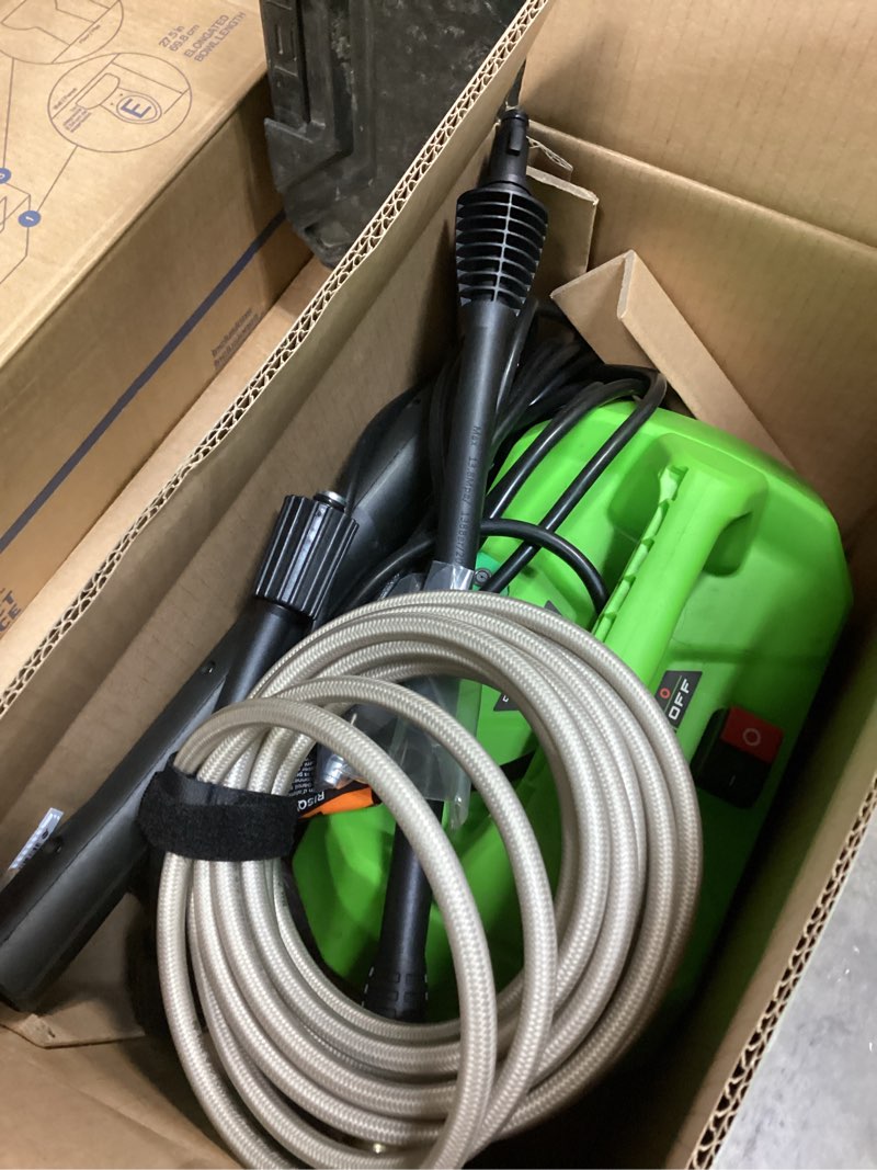 Condition photo showing As Is for Greenworks 1800 compact pressure washer 