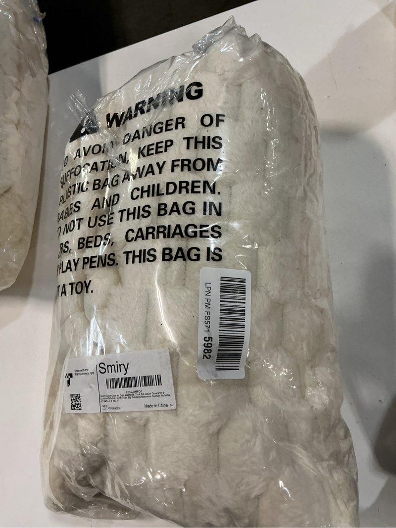 Condition photo showing New/Like New for Smiry Couch Covers for Dogs Washable, Non Slip Fuzzy Pet Couch Covers for Sofa, Soft Thick Sofa Slipcovers Furniture Protector Pet Friendly (Cream, 27.6" x 82.7") 27.6" x 82.7" Cream