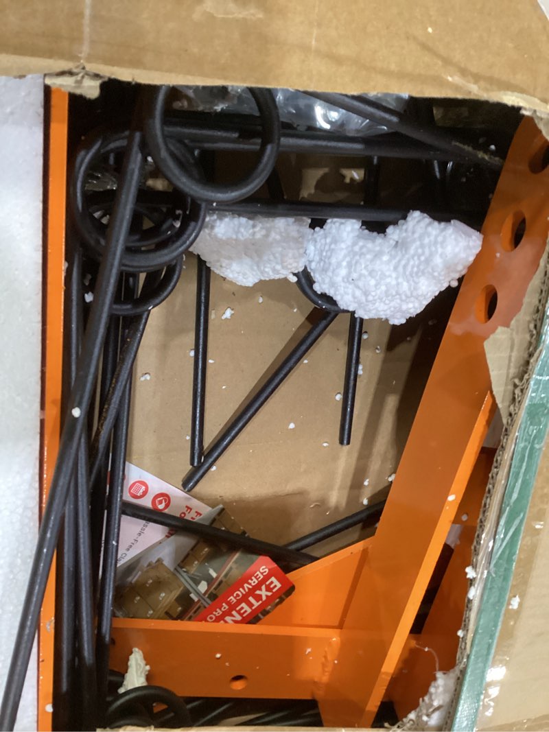 Condition photo showing As Is for Incomplete *72 Inch Pine Straw Needle Rake, 3 Point Landscape Rake, Powder Coated Steel Spring Tow Behind Rakes, Tractor Attachments for Leaves Straw Grass Attach to Cat 0 Cat 1, Orange