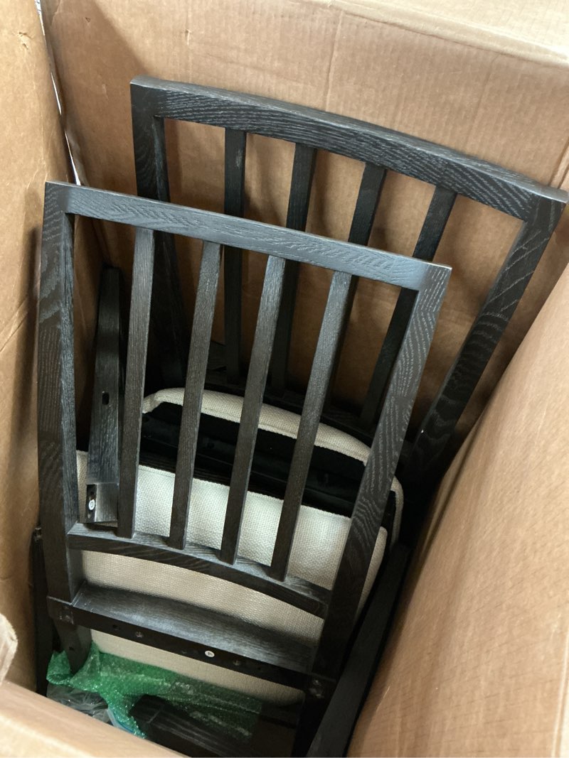 Condition photo showing As Is for baylow rake back dining chair with upholstered seat (set of 2)