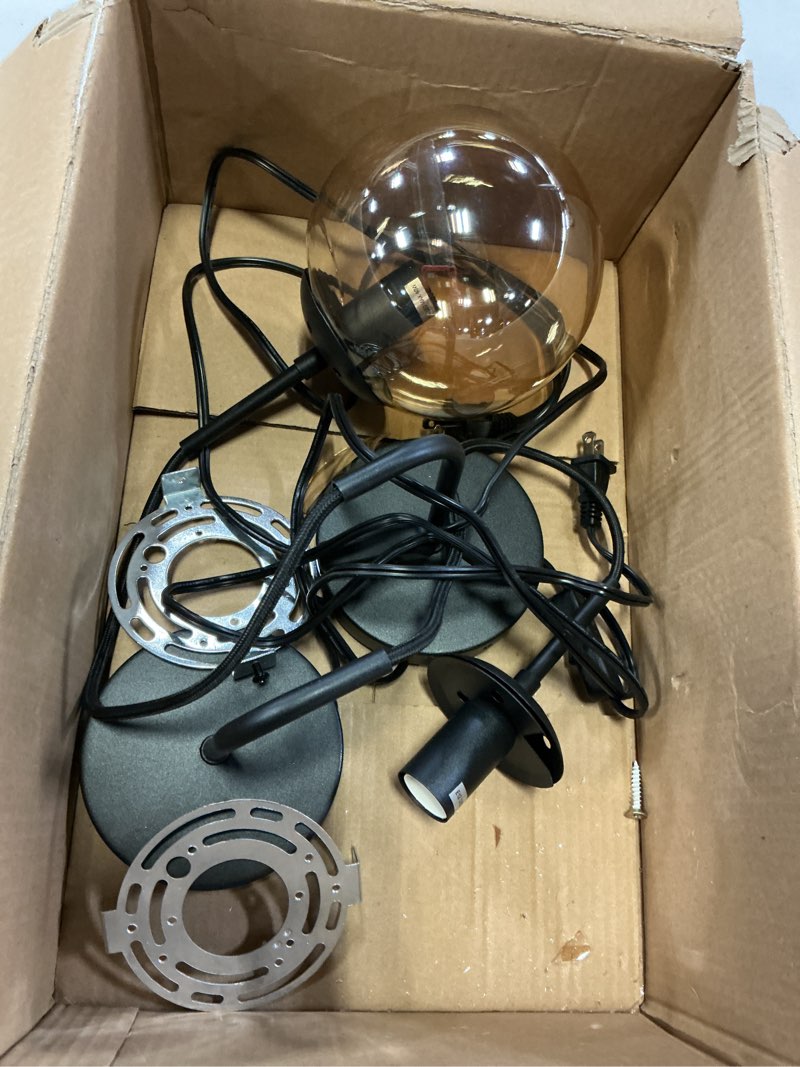 Condition photo showing As Is for wall sconces set of two black and brass gold  plug in wall sconces set of 2 with globe amber glass shade wall lights wall lamps for bedrooms sconces wall decor set of 2 with plug in cord switch black and gold amber 29in