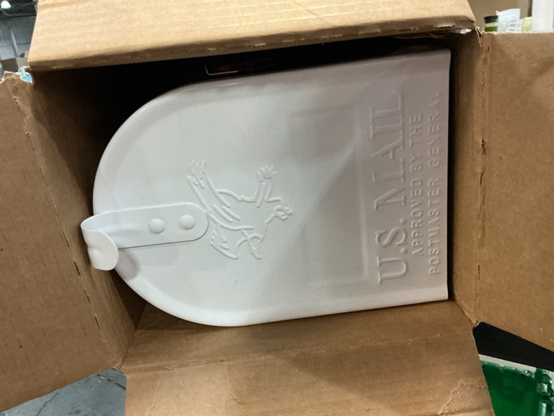 Condition photo showing Good Condition for architectural mailboxes elite classic galvanized steel post mount white mailbox