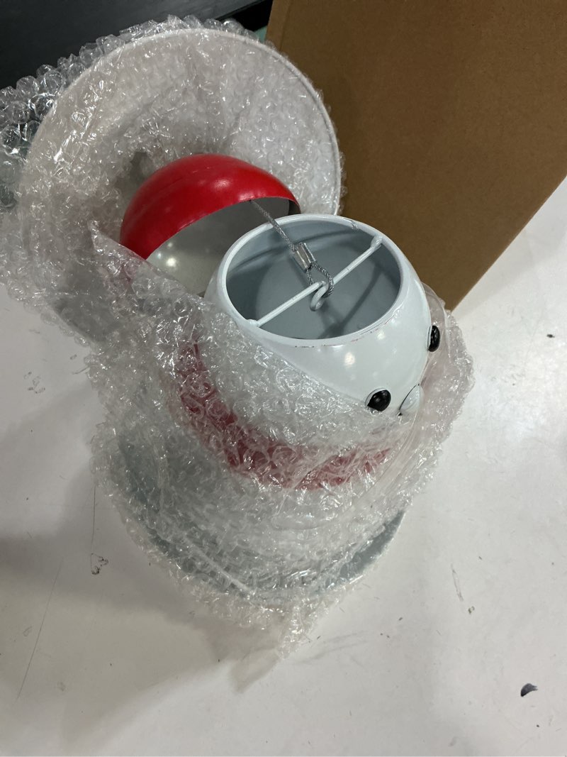 Condition photo showing New/Like New for bird feeder for outdoor hanging, heavy duty metal wild bird feeder with squirrel proof baffle for outside hanging, large capacity birdfeeder garden yard decoration, cute snowman shaped