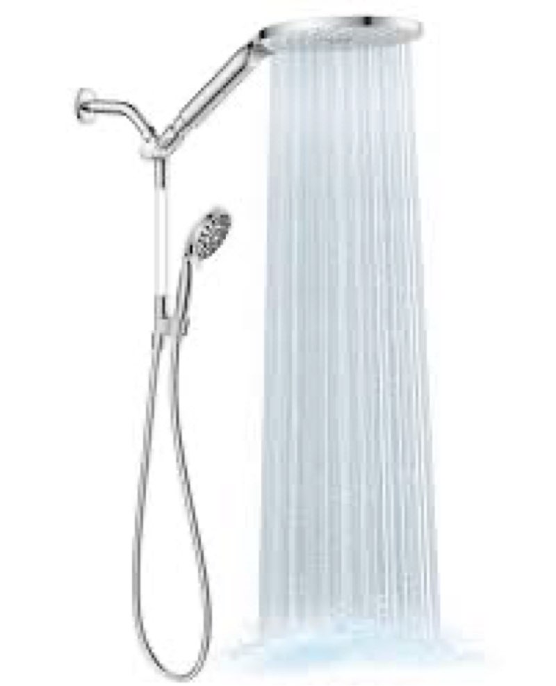 MakeFit Drill-free Dual Shower Head with Handheld Combo Rainfall Shower Head Easy Reach 3-way Divert
