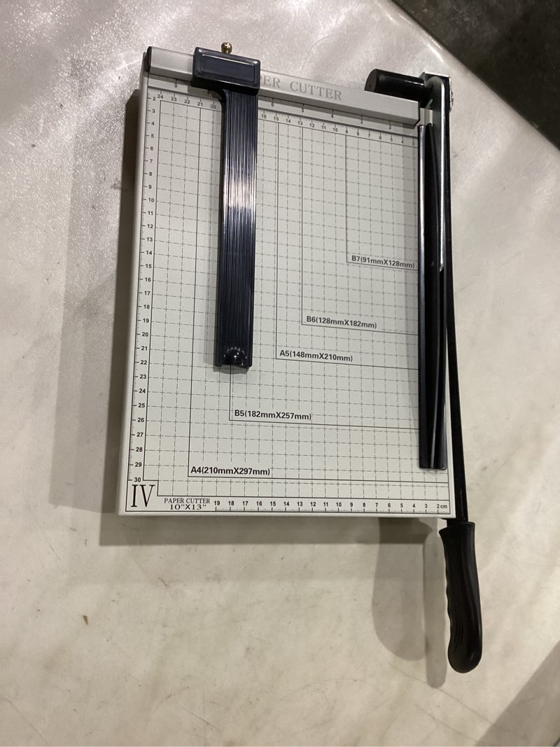 Condition photo showing New/Like New for PATIKIL Paper Cutter A4 Stack Paper Trimmer for Cardstock, 12" Cutting Length, Guard Rail Paper Press Tool, Adjustable Guide, Metal Base, 12-Sheets Capacity, Paper Slicer for Office, Home