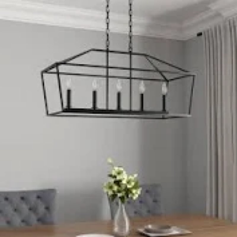allen + roth Lane 5 -Light Matte Black Transitional Linear Medium Indoor/Outdoor