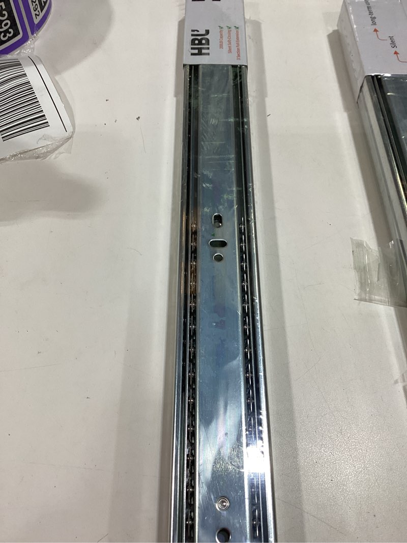 Condition photo showing New/Like New for hbl’ 1 pair | soft close drawer slides 22 inch, heavy duty cabinet drawer slides replacement - ball bearing full extension, 200 lb capacity, made of cold-rolled steel, rust-resistant & long-lasting. silver 22" drawer slide 1