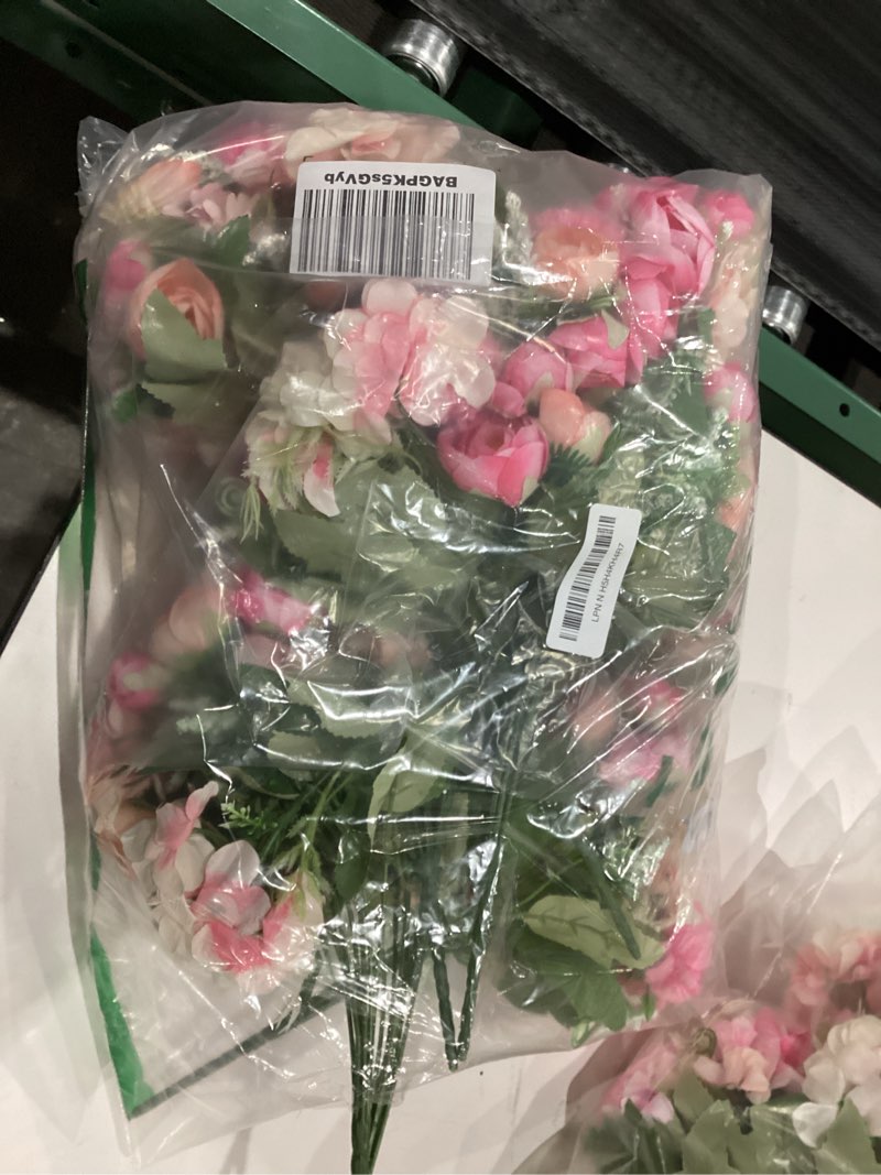 Tigeen 12 Bundles Peonies Artificial Flowers Faux Roses Silk Flowers Hydrangea Artificial Bouquet for Wedding Table Centerpiece Floral Vase Home Office Bridal Decor (pink) pink 12 as is 
