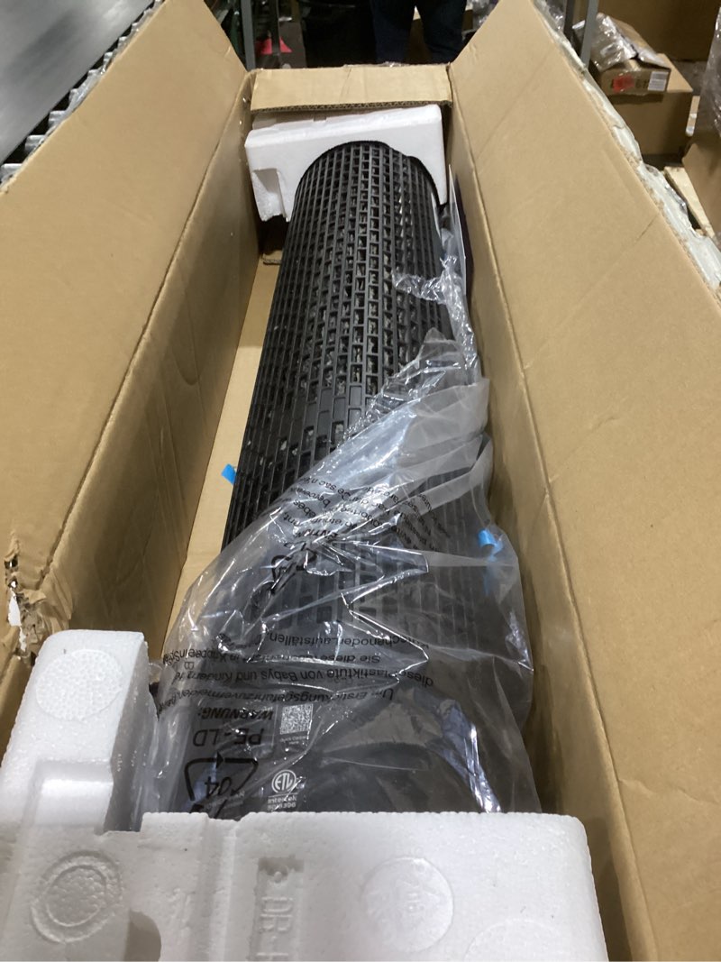 Condition photo showing As Is for Dreo Smart Tower Fan for Bedroom, 90° Oscillating 40" Standing Fan, 26ft/s High-Speed 5 Speeds 4 Modes, Quiet Room Floor Fans, Touch/Remote/APP & Voice Control, Work with Alexa, 12H Timer, Silver