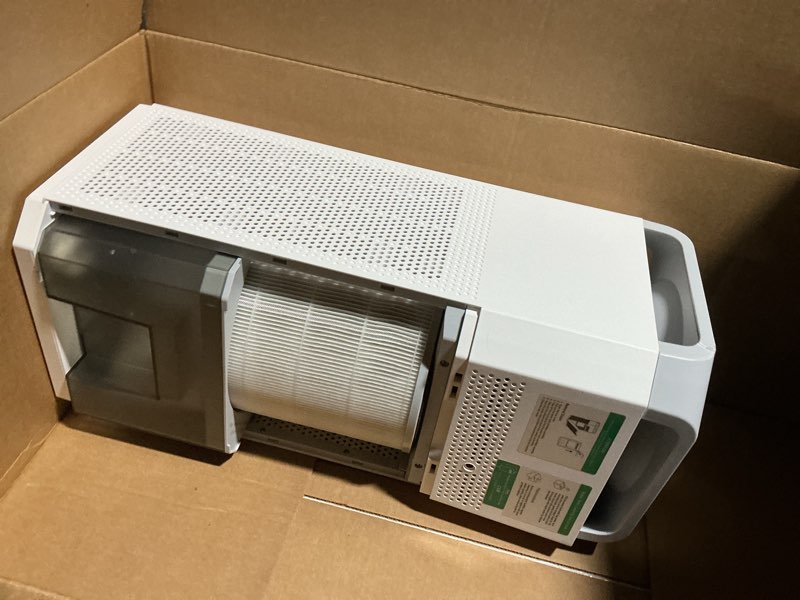 Condition photo showing As Is for Afloia Humidifier for Bedroom Large Room - Mist Free Evaporative 2 in 1 Humidifier and Air Purifier in One Combo for Home with Top Fill 5L Tank/Humidity&Air Quality Sensor/2-24H Timer Grey