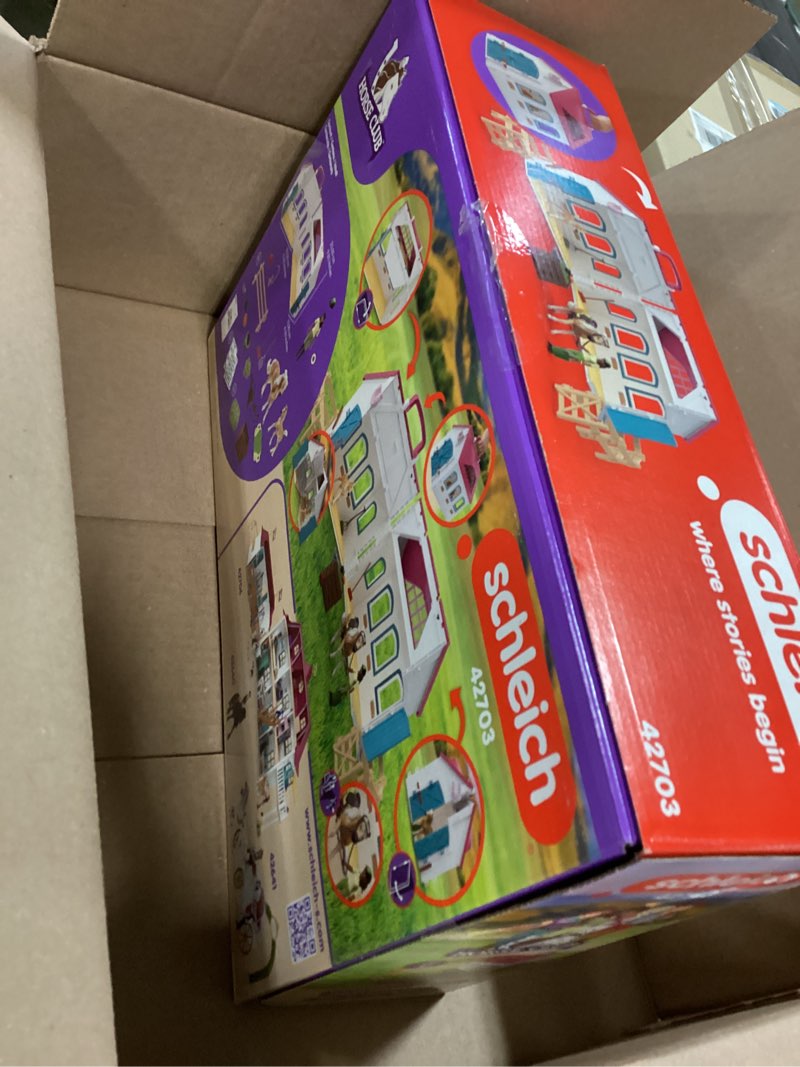 Condition photo showing As Is for schleich horse club - 60pc little horseshoe open stable playset - with 2 horse figurines, action figure, stable and accessories - toy horses for girls and boys - kids ages 5+ | 42703