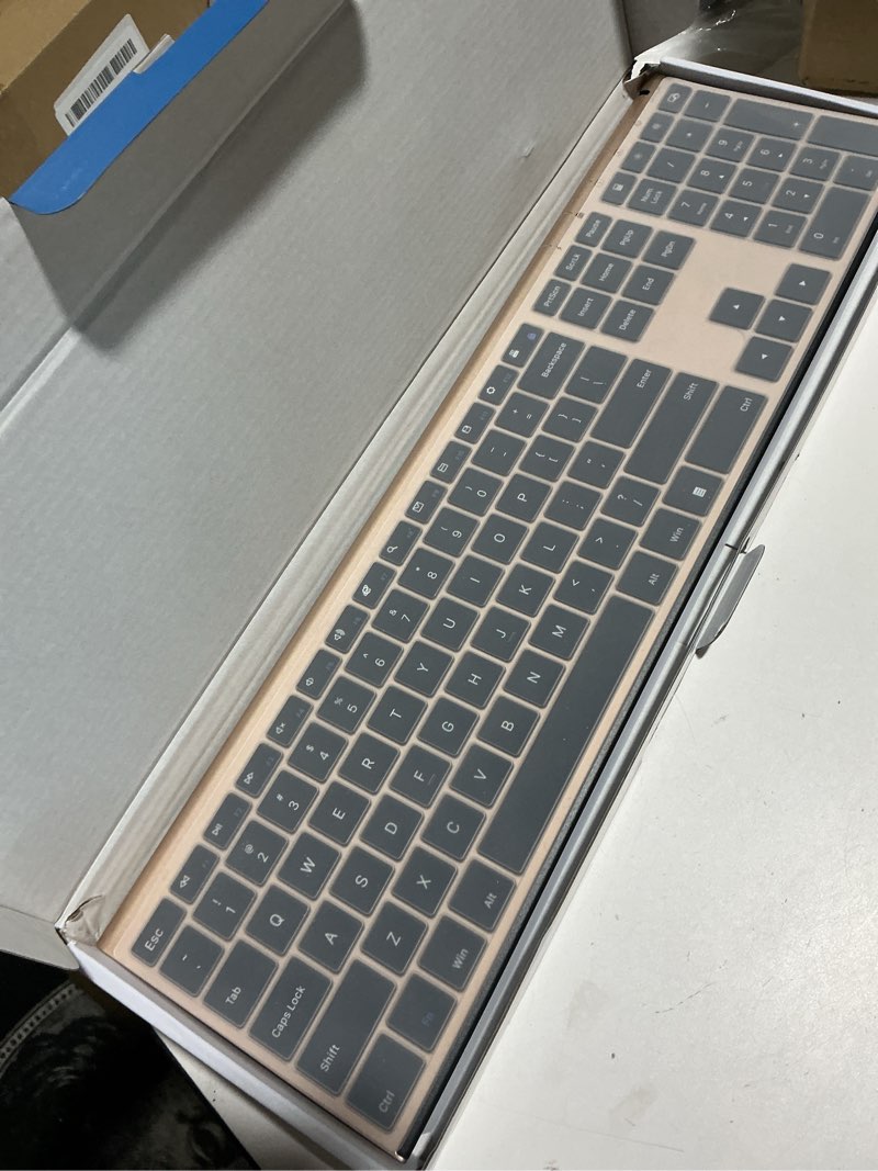 Condition photo showing Good Condition for wireless keyboard and mouse, vssoplor 2.4ghz rechargeable compact quiet full-size keyboard and mouse combo with nano usb receiver for windows, laptop, pc, notebook-black gold black and gold