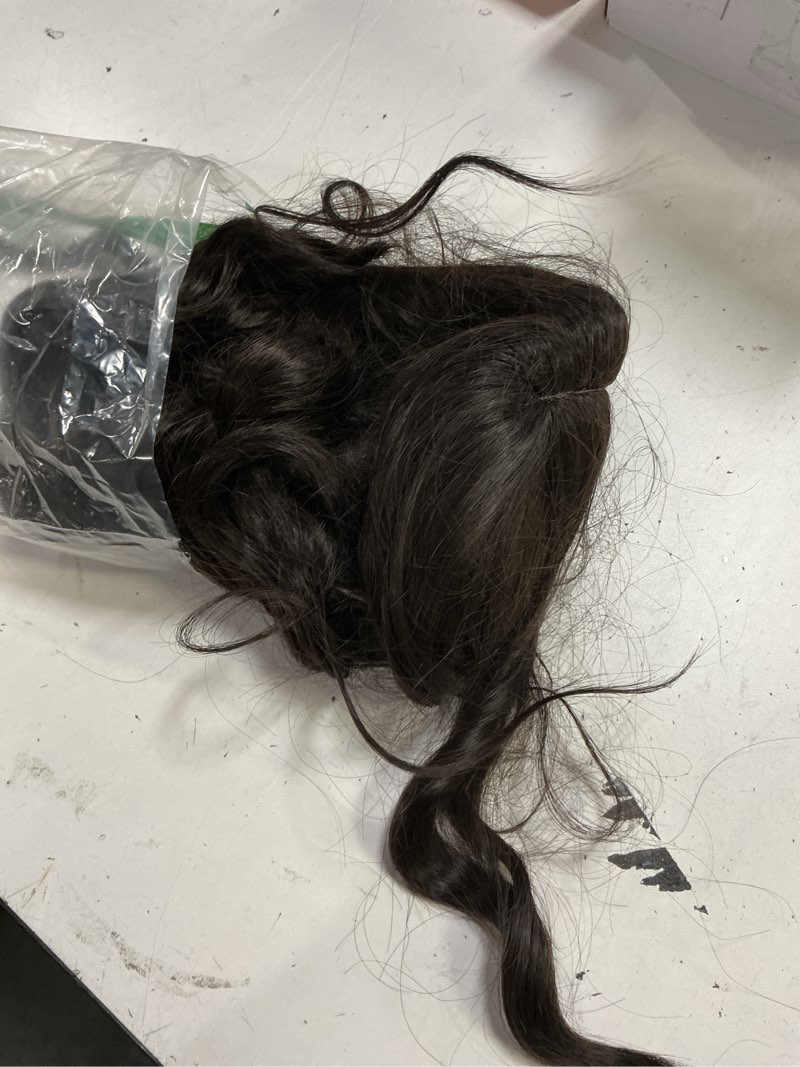Condition photo showing Good Condition for lativ dark brown wig with bangs bob wigs for women short wavy curly shoulder length wig 14 inches synthetic heat resistant hair for daily party use