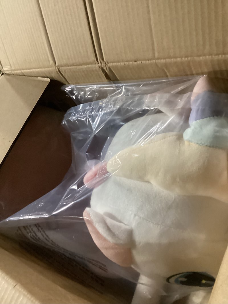 Condition photo showing New/Like New for funlio unicorn baby rocking horse, rainbow fairy unicorn rocking horse for toddlers 6 months to 3 years, stuffed ride-on animal rocker, easy to assemble, ce & cpc certified beautiful baby white unicorn