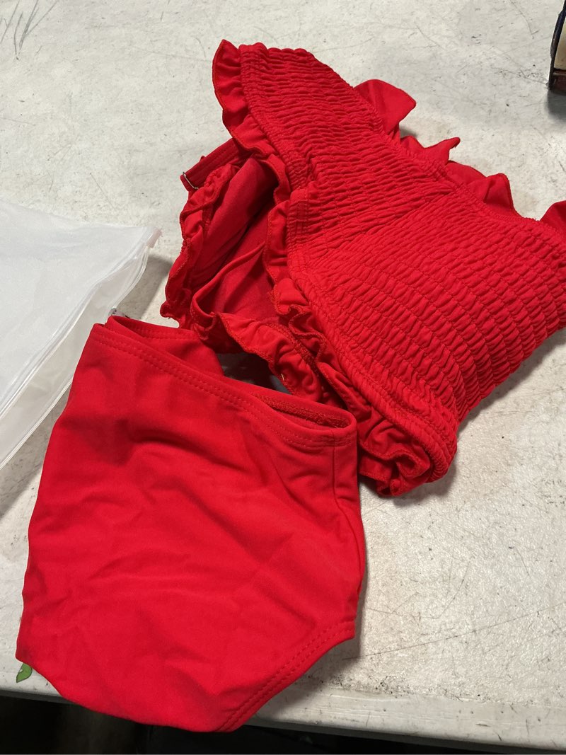Condition photo showing Good Condition for (size s) tempt me women bandeau high waisted bikini sets smocked swimsuit strapless two piece bathing suit