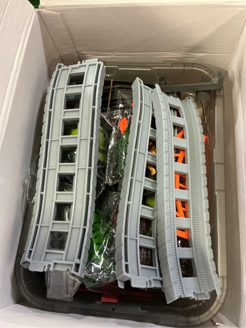 Condition photo showing Good Condition for tumama dinosaur toys race track, 255 pcs create a dinosaur world road race tracks, flexible train tracks with 3 dinosaurs figures, 4pcs dinosaur car for 3 4 5 6 year old boys girls birthday party gift