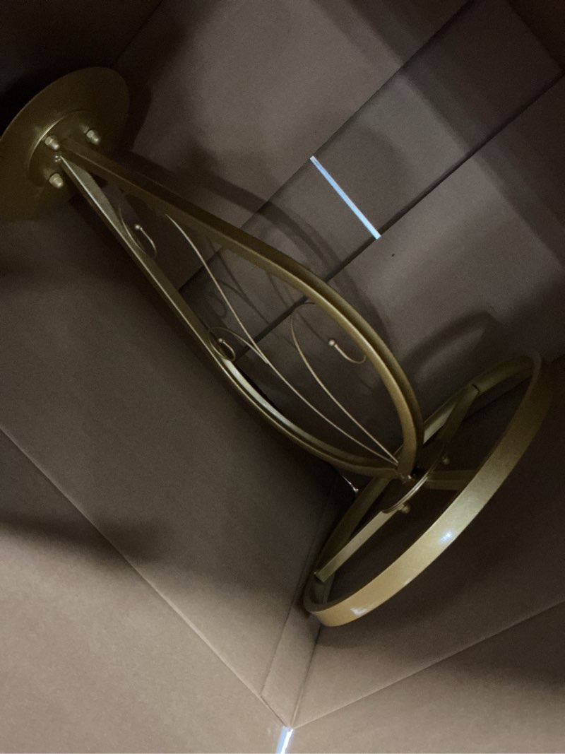 Condition photo showing Good Condition for boho round side table living room, natural marble desktop end tables with boho minimalist metal floral base, modern decor bedside nightstand coffee table for living room bedroom sofa balcony white & gold one size