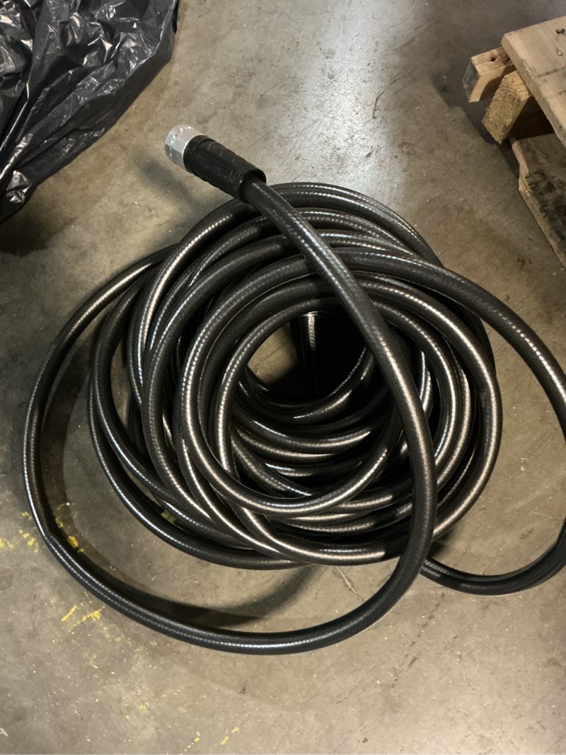 Condition photo showing As Is for neverkink teknor apex 5/8-in x 100-ft heavy -duty kink free vinyl gray coiled hose 8882-100