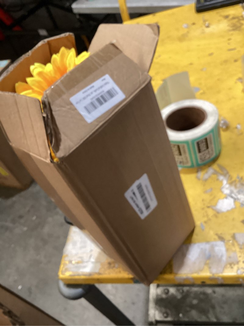 Condition photo showing As Is for winlyn farmhouse sunflowers centerpiece metal milk jug artificial sunflower bunches summer floral arrangements 13" tall for rustic country kitchen living room everyday table centerpiece