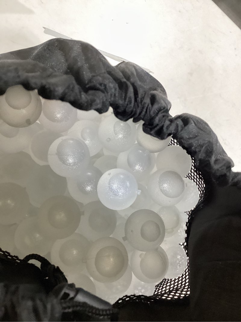 Condition photo showing New/Like New for reusable ice cubes for drinks, transparent round, 380 pack | bpa-free plastic cubes, won't dilute flavor, non-melting look, storage bag, coolers, camping, beach, party drinks transparent round-380pack