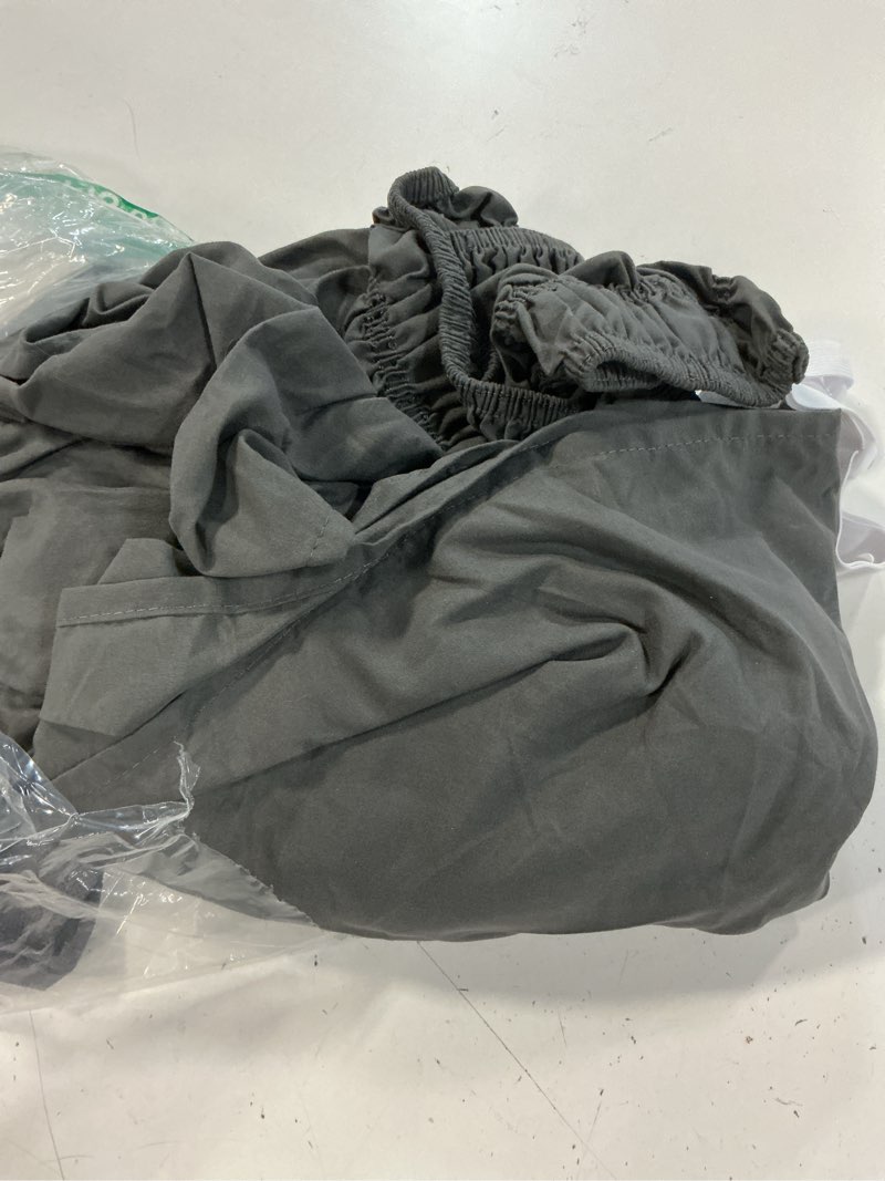 Condition photo showing Good Condition for wrap around dust ruffle bed skirt - charcoal - for queen size beds w/ 15 inch drop - easy fit elastic strap - adjustable pleated bedskirt w/brushed fabric - wrinkle free - women, men, kids & teens queen 15" - drop 07 - charcoal
