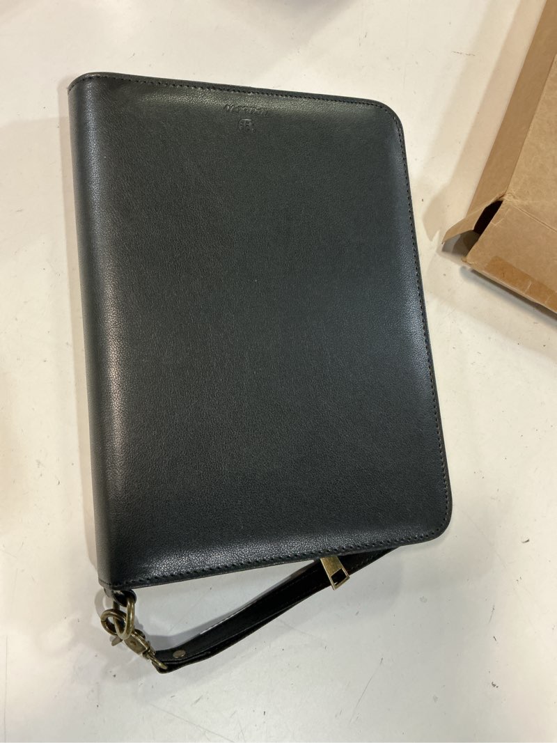 Condition photo showing Good Condition for wason portfolio a5 binder journal with zipper - leather pu writing notebook padfolio with detachable refillable notebook, legal pad for business study and travel organizer (black)