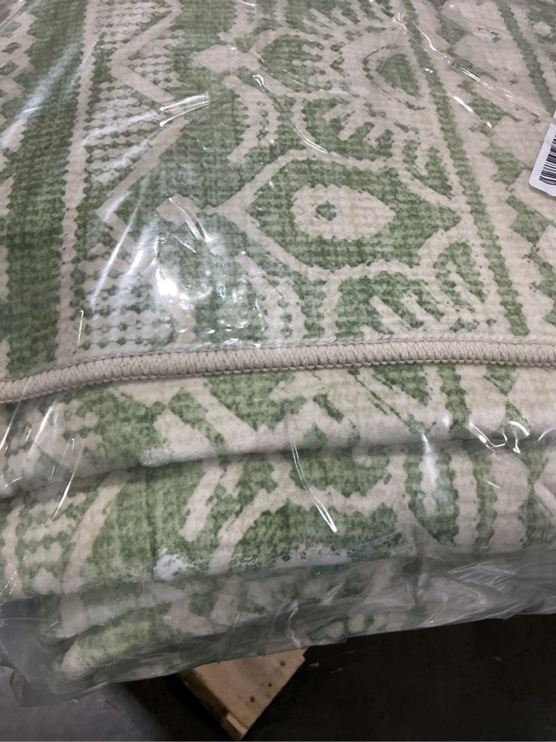 Condition photo showing Good Condition for Tortania Area Rug Living Room Rugs - 8x10 Washable Large Soft Neutral Boho Moroccan Bohemian Farmhouse Rug Indoor Floor Carpet for Bedroom Under Dining Table Home Office Decor - Green 8' x 10' (Rectangular) Green