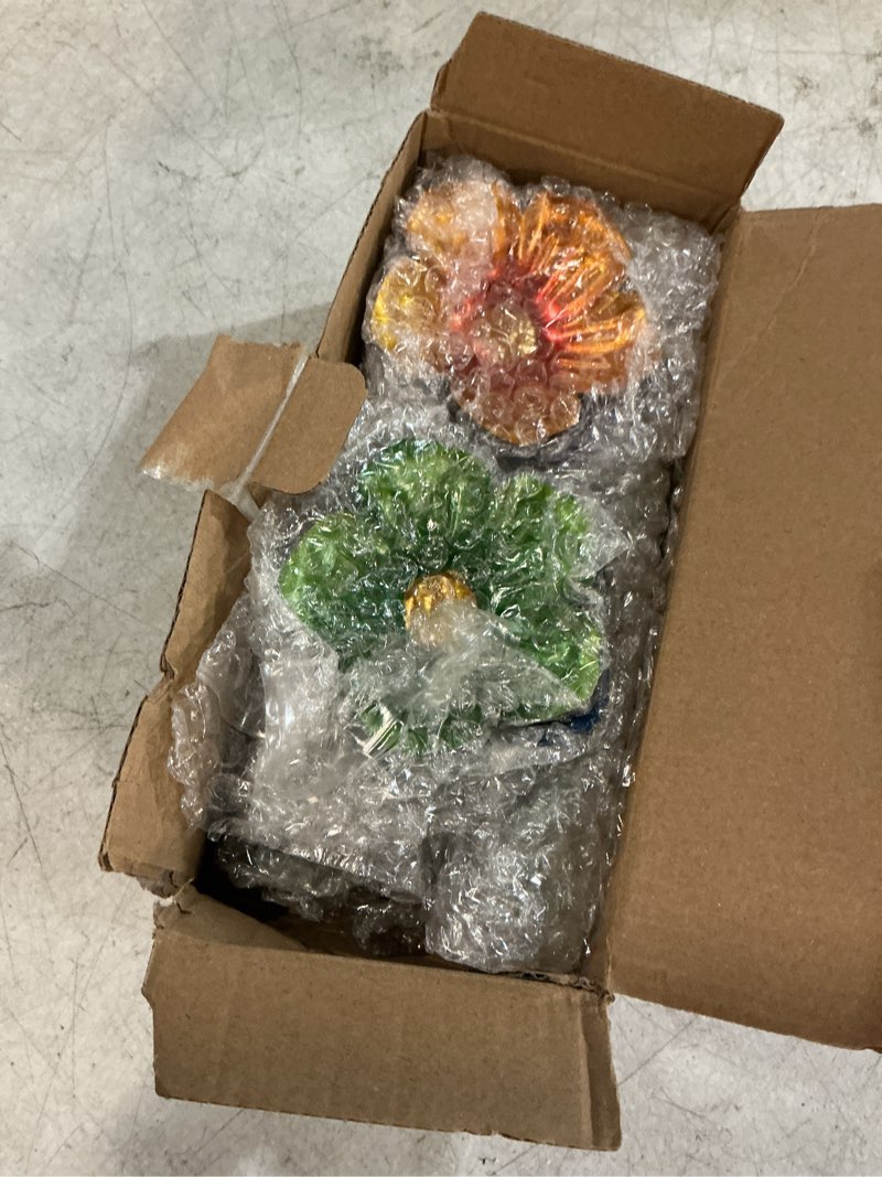 Condition photo showing Good Condition for 4 pack bee watering station, metal bee feeder with glass marbles, flower shape bee butterfly watering station bee waterer for outdoor garden courtyard decor 4pcs-flower