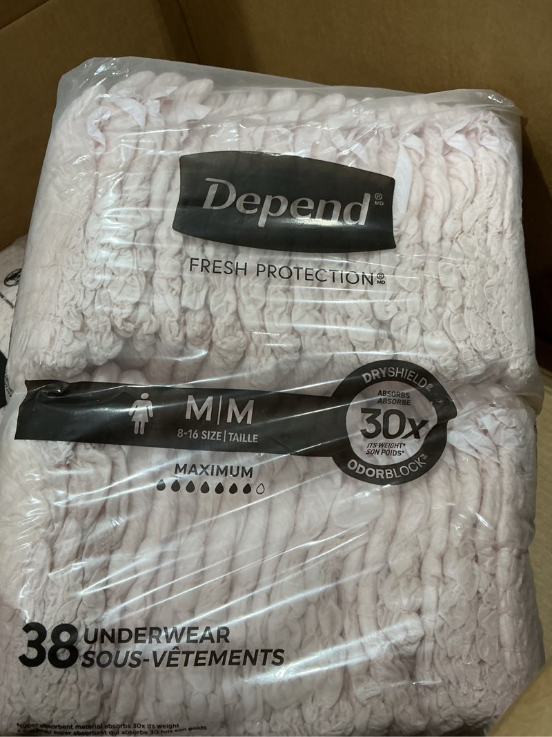 Condition photo showing New/Like New for depend fresh protection adult diapers, incontinence underwear for women, disposable, maximum, medium, blush, 30 count, packaging may vary medium 30