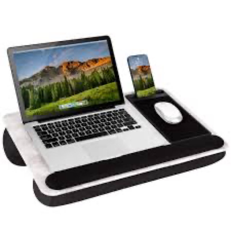 lapgear home office pro lap desk with wrist rest, mouse pad, and phone holder - gray woodgrain - fit