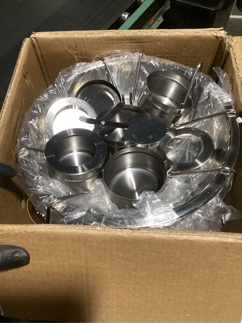 Condition photo showing Good Condition for Chafing Dishes for Buffet, 4 Pack 5QT Round Stainless Steel Chafing Dish Set for Home Parties, Christmas Gatherings, Catering Events Complete Buffet Warmer Set (Golden 4)