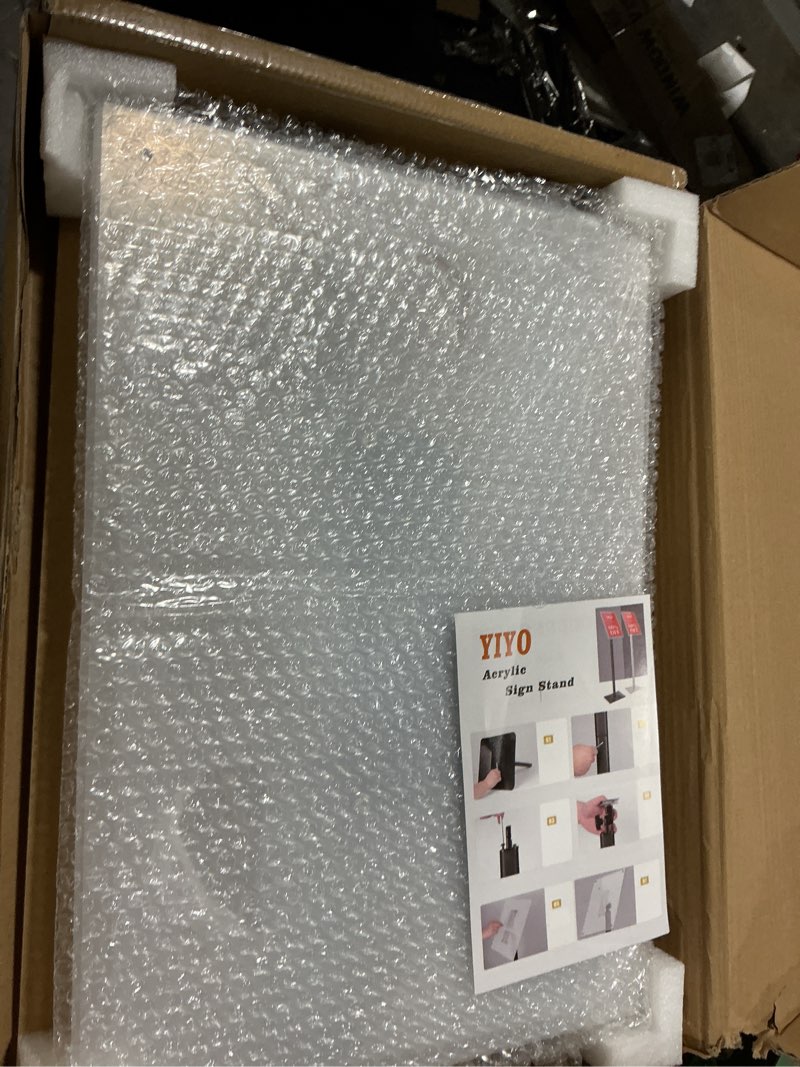 Condition photo showing Good Condition for yiyo sign stand poster stand?adjustable heavy duty pedestal sign holder floor stand?acrylic frame floor standing for display menu 11 * 17 inch?black (acrylic frame 11 * 17 black) acrylic frame 11*17 black