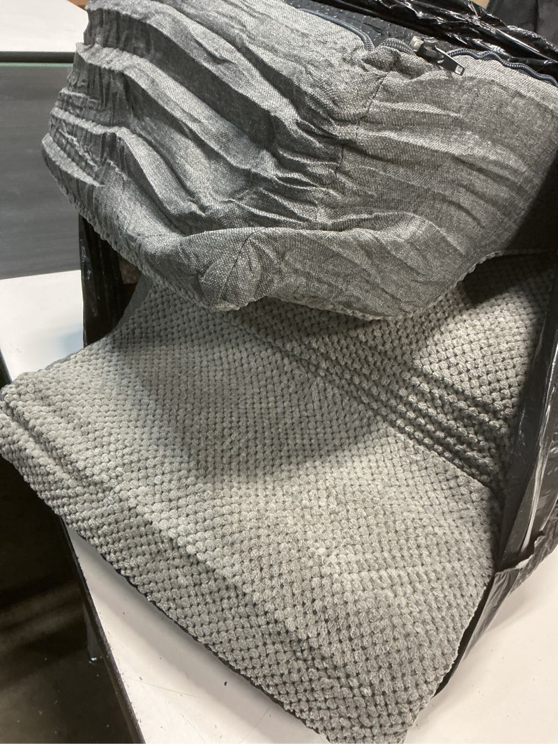 Condition photo showing As Is for dog stairs 4 steps for small dogs and cats to get on high beds, couch or car, pets can climb, sit, lie down or perch to look out windows on the spliceable ramp, provides support, grey?19" h? fleece dark grey 4-steps
