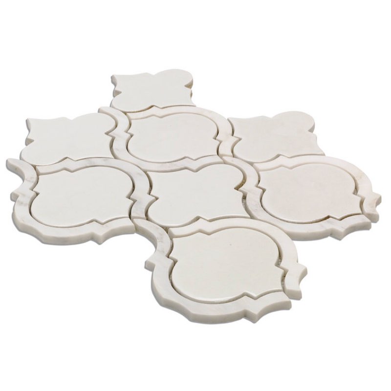 Glacier White Divine Arabesque 4" x 3" Ceramic Mosaic Tile (0.80 Sq. Ft. / Sheet ( only 5 pcs) 