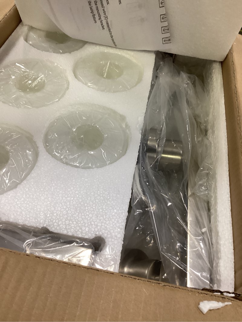 Condition photo showing New/Like New for 5-Light Bathroom Light Fixtures, 30" Nickel Bathroom Vanity Light with Milky White Glass Shade, Modern Bathroom Wall Lights Over Mirror, Farmhouse Wall Sconces Lighting for Bedroom Living Room Nickel 5-Light