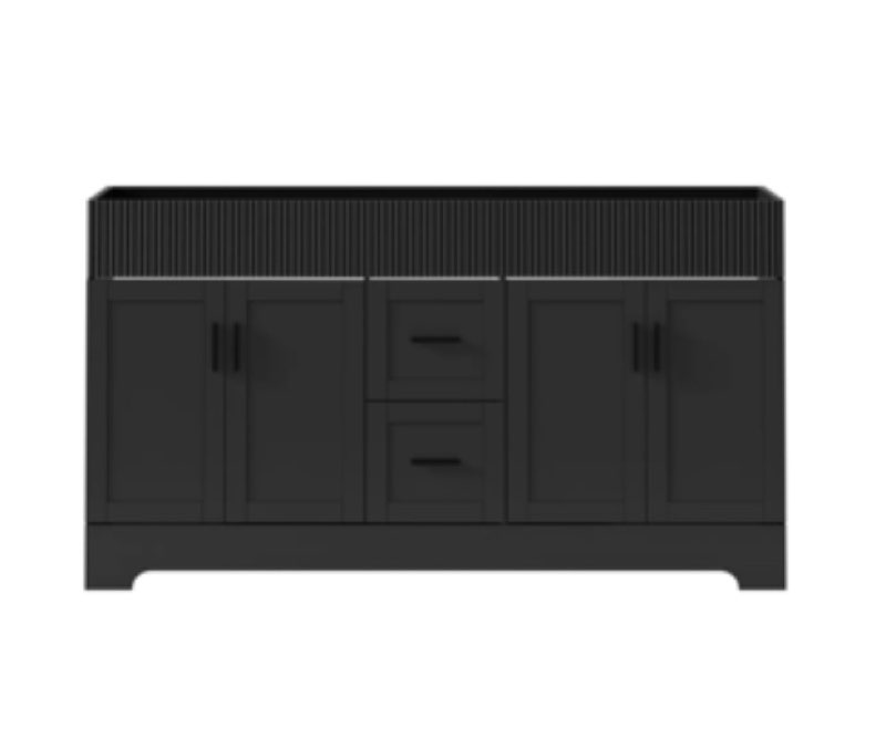 60" double bathroom vanity base only, sink top not inlcuded