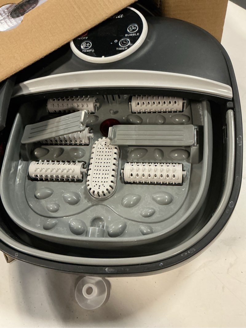 Condition photo showing As Is for Collapsible Foot Spa Bath with Heat,Foot Massager with Two Side Supports,Leakage Protector,Temperature Control,Bubbles,Red Light,Timer,Feet Spa Tub,Feet Soaker,Gifts (Black)
