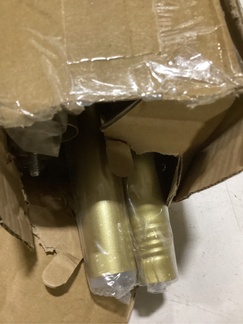 Condition photo showing Good Condition for gold curtain rods for windows 66-120 inch: 1 inch adjustable acrylic drapery rod with translucent gold foil finials- single decorative curtain rod for bedroom & bathroom 32-117 foil gold