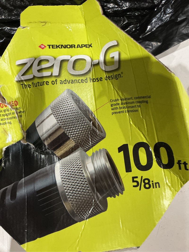 Condition photo showing As Is for teknor apex 4001-50 zero-g kink resistant garden hose, 5/8" x 50', black pack of 2