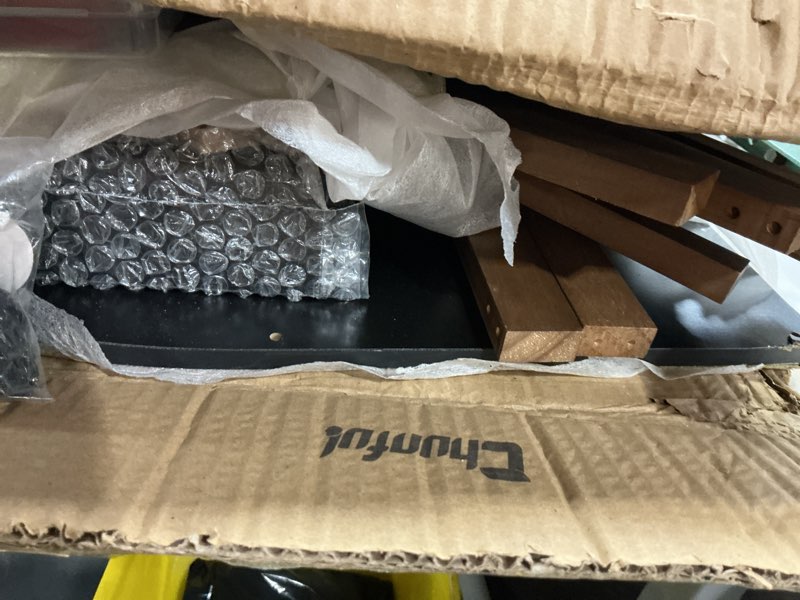 Condition photo showing As Is for Chunful Gold Wooden Quran and Prayer Mat Stand, 35.4 x 26 x 11.8inch, Ideal Gift for Eid Ramadan and Muslim Home Decor, Islamic Prayer Rug Holder with Arabic Calligraphy for Home Mosque