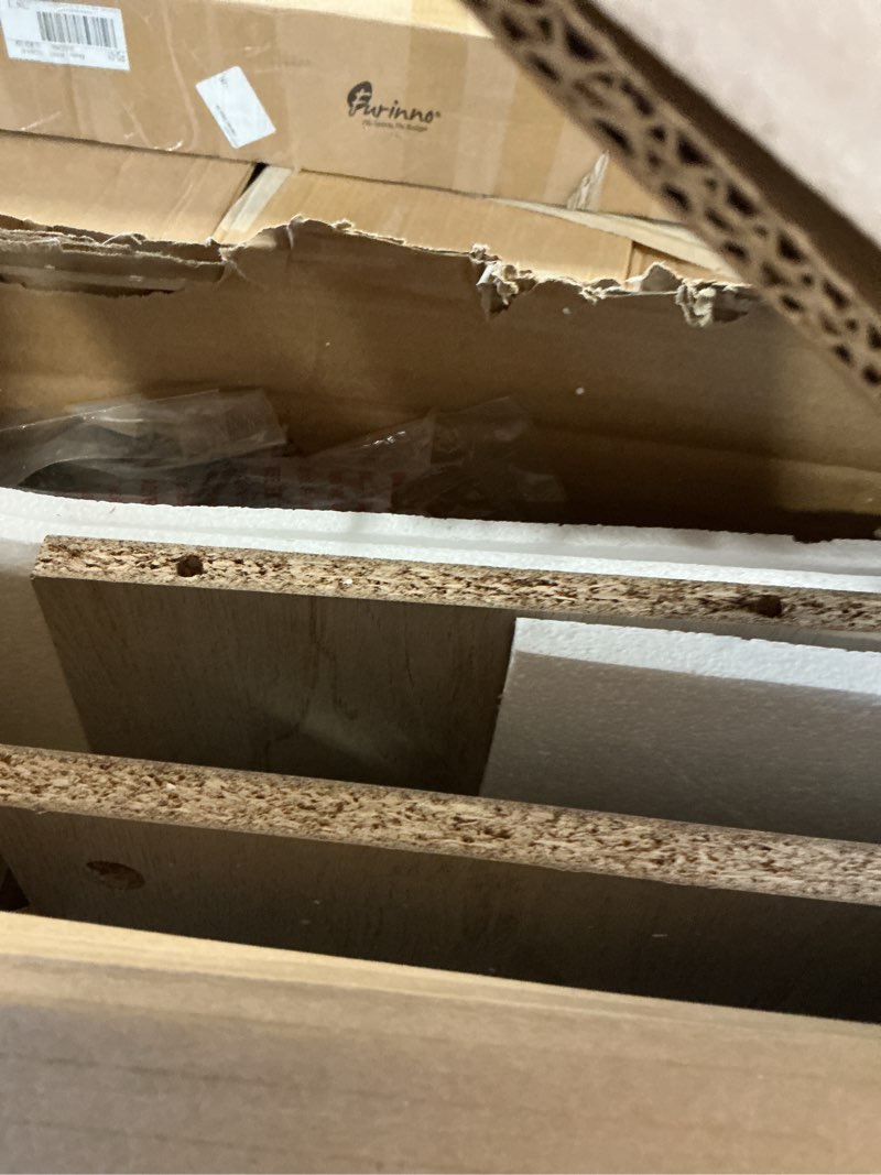 Condition photo showing As Is for Sauder Miscellaneous Storage 3-Shelf Bookcase/ book shelf, Chalked Chestnut finish