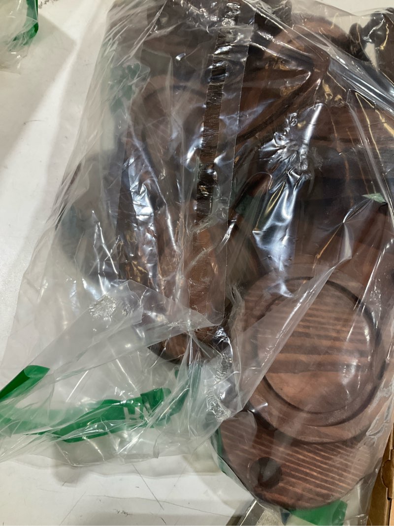 Condition photo showing Good Condition for cinnvoice 12 pcs plastic dome cloche display case bell jar with wood base plastic cloche bell shape clear dome 4.9 x 3.2 inch for craft collectibles display rose office home tabletop christmas gift