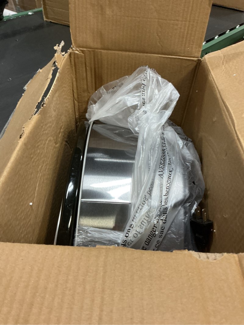 Condition photo showing As Is for Crock-Pot Large 8-Quart Programmable Slow Cooker with Auto Warm Setting Black Stainless Steel