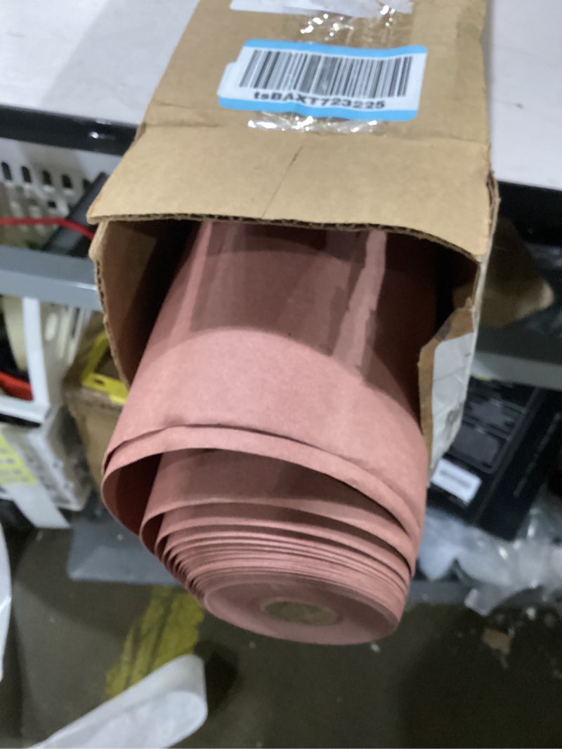 Condition photo showing As Is for red rosin paper roll - made in usa thick heavy-duty 7 mil masking paper for surface protection from paint, dust, foot traffic - paint floor covering