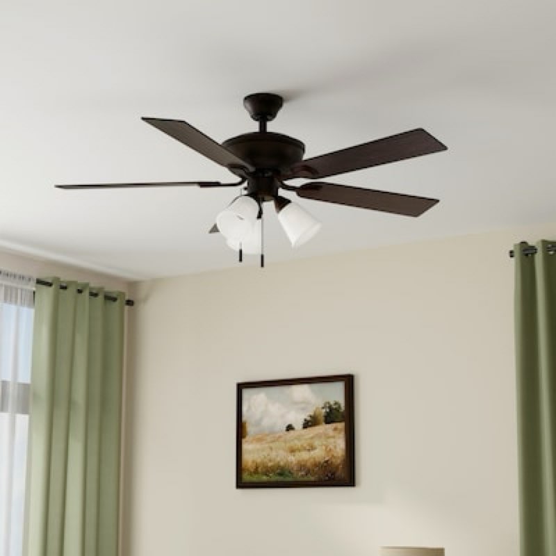 (Possibly Incomplete)..Harbor Breeze Sailor Bay 52-in Dark Bronze with Sable/Auburn Blades Downrod or Flush Mount