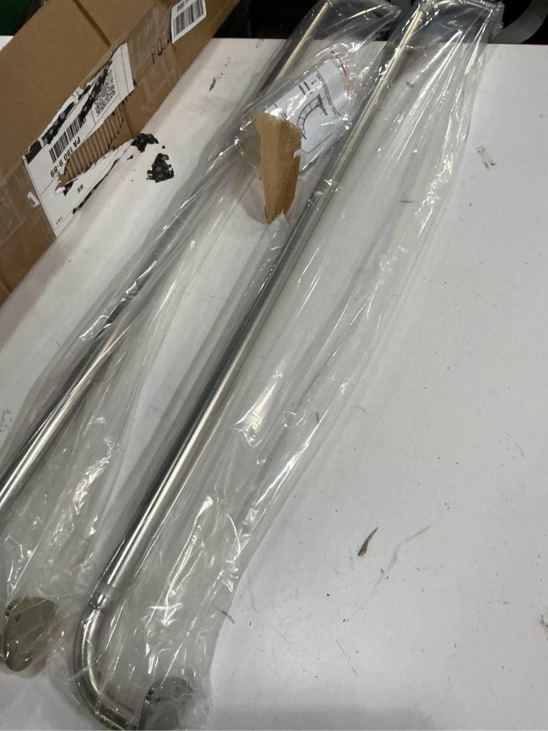 Condition photo showing As Is for Amazon Basics Room Darkening Double Curtain Rod, 48" to 88", Nickel Nickel 48" to 88" Double Rod