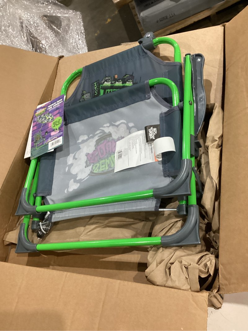 Condition photo showing Good Condition for teenage mutant ninja turtles kids outdoor folding beach chair with umbrella,portable camp chair for ages 3+, lightweight & compact for beach, camping, and backyard