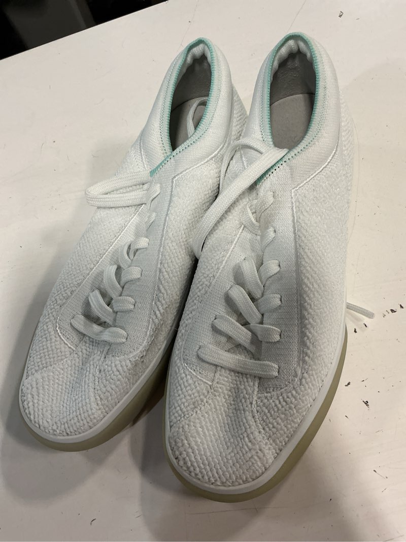 Condition photo showing As Is for rothys zise 7  | the lace up white terry cloth fabric tennis shoes/sneakers